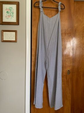 Striped Elastic Shoulder Wide-Leg Jumpsuit